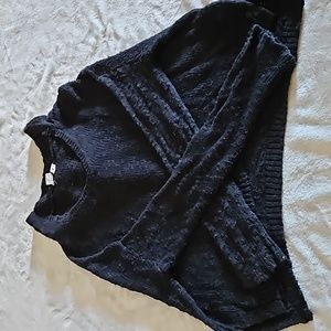 Roxy- Loose Fit, sheer sweater with oversized hood, black, small